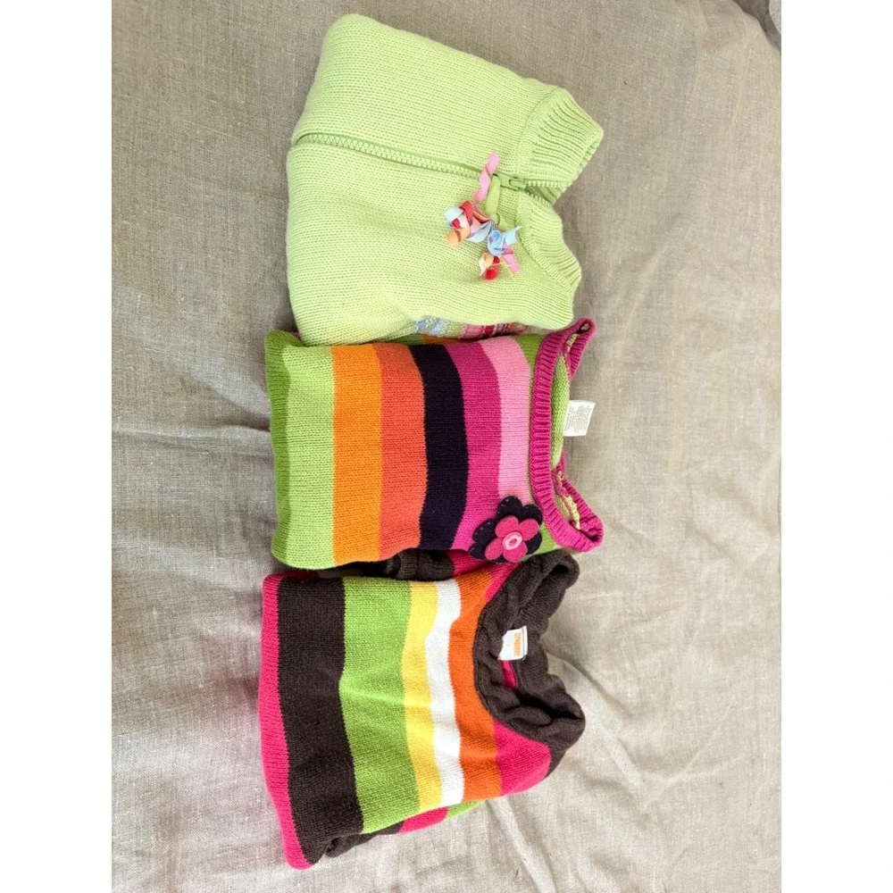 Gymboree Girls Stripe Knit Bundle‎ Cardigan and 2 Sweater Dresses Size 6-7 3pc